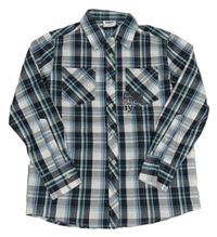 Tmavomodro-bielo-zelená kockovaná košeľa Yigga