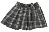 Tmavošedo-ružovo-biela kockovaná skladaná sukňa C&A