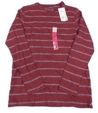 Nové - Vínovo-světlemodré pruhované triko Primark