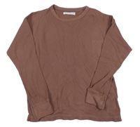 Hnědé žebrované triko Zara