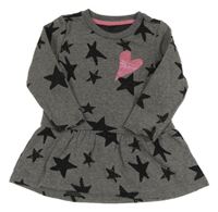 Tmavosivé melírované teplákové šaty s hviezdami a srdcem Pocopiano