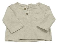 Béžové melírované žebrované triko s kapsou a knoflíky C&A