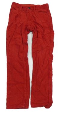Červené manšestrové slim fit kalhoty H&M