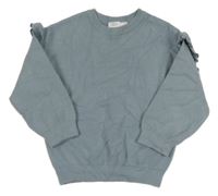 Modrošedý sveter s volánikmi Zara