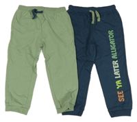 2x tepláky - zelené + petrolejové s nápisem So Cute