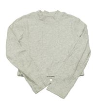 Svetlosivé melírované rebrované crop tričko George