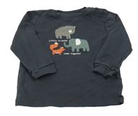 Antracitové tričko so zvířaty Topomini