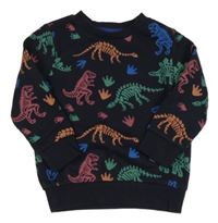 Tmavomodrá mikina s kostrami dinosaurů F&F