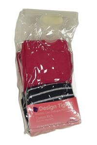 Nové - 2x punčocháče - fuchsiové + tmavomodro-bílé pruhované Dunnes