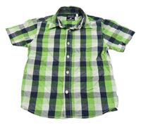 Tmavomodro-zeleno-bílá kostkovaná košile C&A