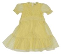 Žluté tylové šaty s výšivkami Matalan