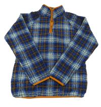 Nové - Modro-hnědá kostkovaná huňatá mikina Dunnes