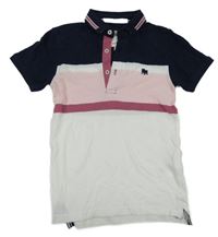 Bielo-tmavomodro-ružové polo tričko Jasper Conran