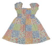 Smetanovo-farebné kvetované patchwork šaty Matalan