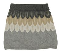 Sivo-tmavošedo-béžová pletená sukňa so vzorom H&M