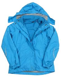 3v1 - Modrá šušťáková celoroční bunda s kapucňou