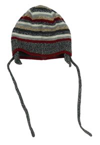 Sivo-červená pruhovaná pletená čapica
