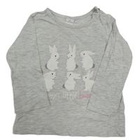 Sivé melírované tričko s králikmi zn. Dopodopo