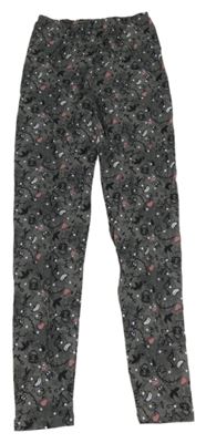 Tmavosivé vzorované legíny s houbičkami