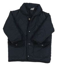 Tmavomodrá šusťáková prošívaná zateplená bunda 