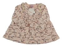 Nové - světlerůžová květovaná tunika s krajkou 