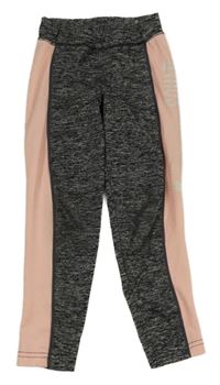 Tmavošedo-růžové sportovní legíny 