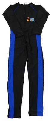 Čierno-modrý UV overal s dinosaurami