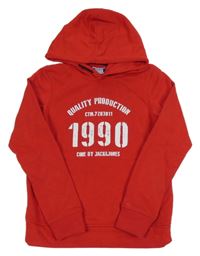 Červená mikina s nápisom a kapucňou Jack&Jones