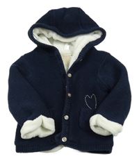 Tmavomodrý třpytivý propínací zateplený svetr s kapucí orchestra