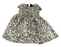 Béžovo-černé leopardí slavnostní šaty s mašlí Primark