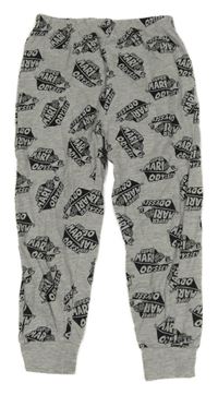 Šedé pyžamové kalhoty s černými nápisy 
