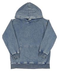 Modrá melírovaná mikina s riflového vzhledu s kapucňou H&M