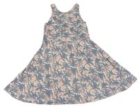 Ružovo-sivé bavlnené šaty s palmami H&M