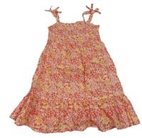 Bielo-červeno-žlté kvetované šaty Primark