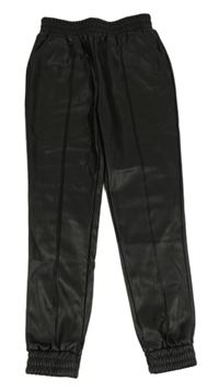 Černé koženkové cuff kalhoty Primark