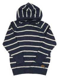 Tmavomodro-biely pruhovaný sveter s kapucňou H&M