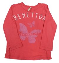 Ružové tričko s motýlikmi zn. Benetton