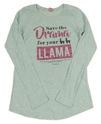 Svetlomodré melírované tričko s nápismi Y.F.K.