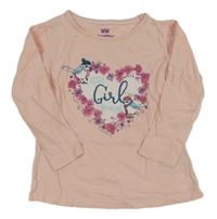 Svetloružové tričko so srdiečkom a vtáčky Lupilu