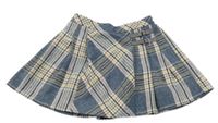 Modro-bielo-farebná kockovaná vlnená sukňa s přezkou George