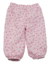 Svetloružové kvetované šušťákové zateplené nohavice Ergee