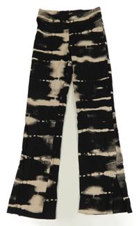 Černé béžové pruhované flare legíny H&M