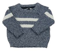 Tmavomodro-biely melírovaný sveter s pruhmi Primark
