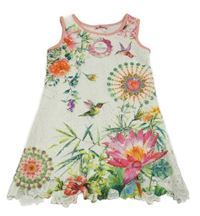 Nové - Bielo-farebné čipkové šaty s kvetmi