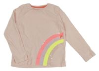 Světlerůžové triko s duhou z flitrů M&S