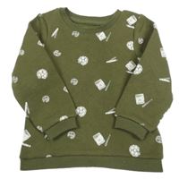 Khaki mikina s loptami a tužkami Primark