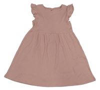 Ružové rebrované šaty s volánikmi H&M