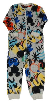 Sivo-čierno-farebný plyšový overal s Mickeym