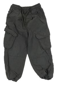 Antracitové šušťákové cargo cuff nohavice Matalan