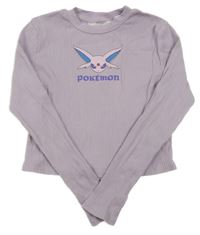 Lila rebrované crop tričko s pokémonem H&M